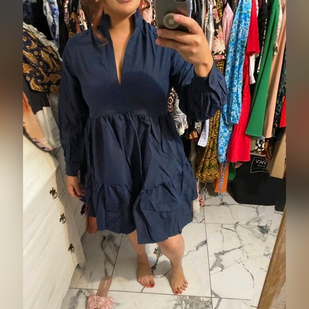 Vestido Smock de cuello en V